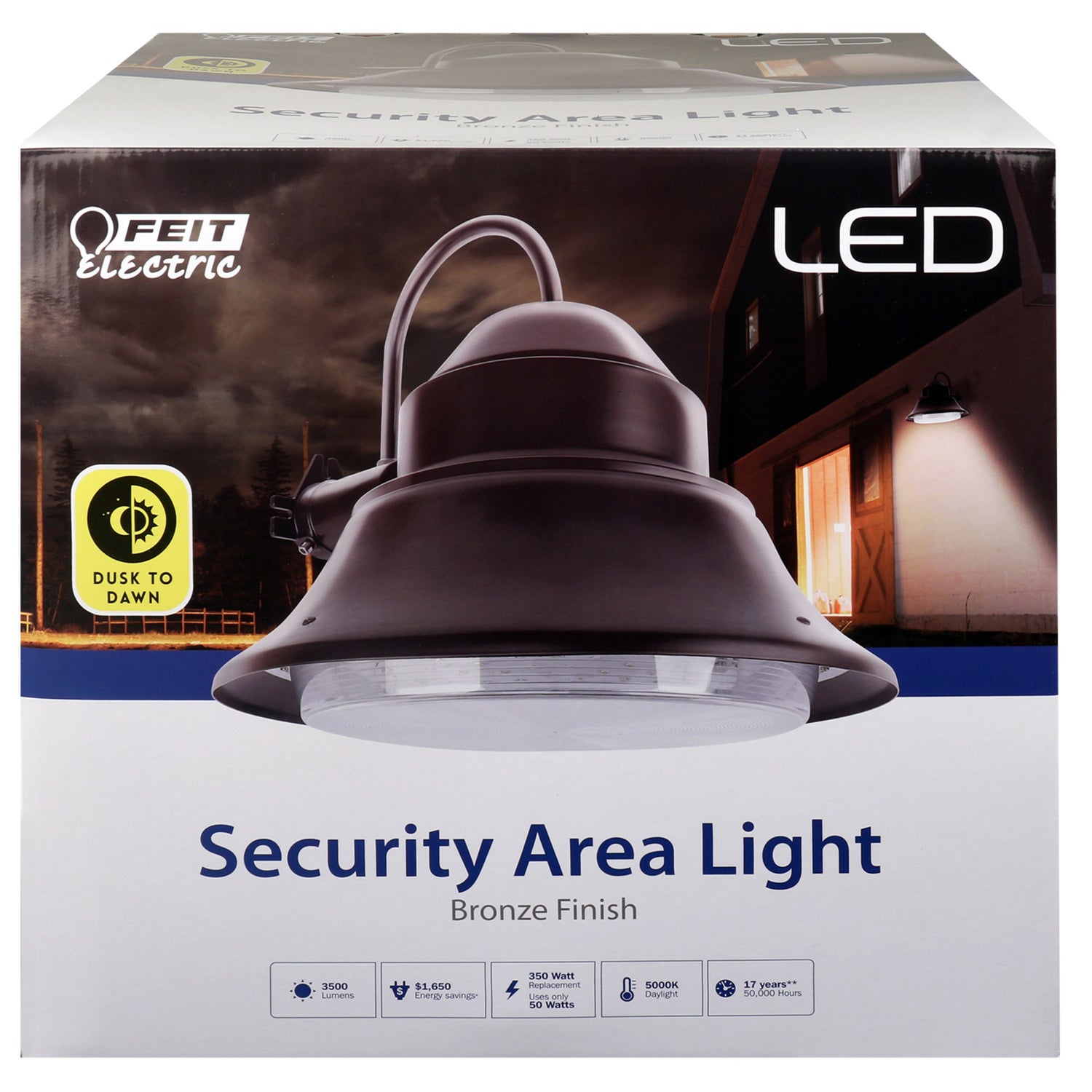 13 in. 50W (350W Equivalent) Daylight (5000K) 3500 Lumens Dusk to Dawn Yard Light