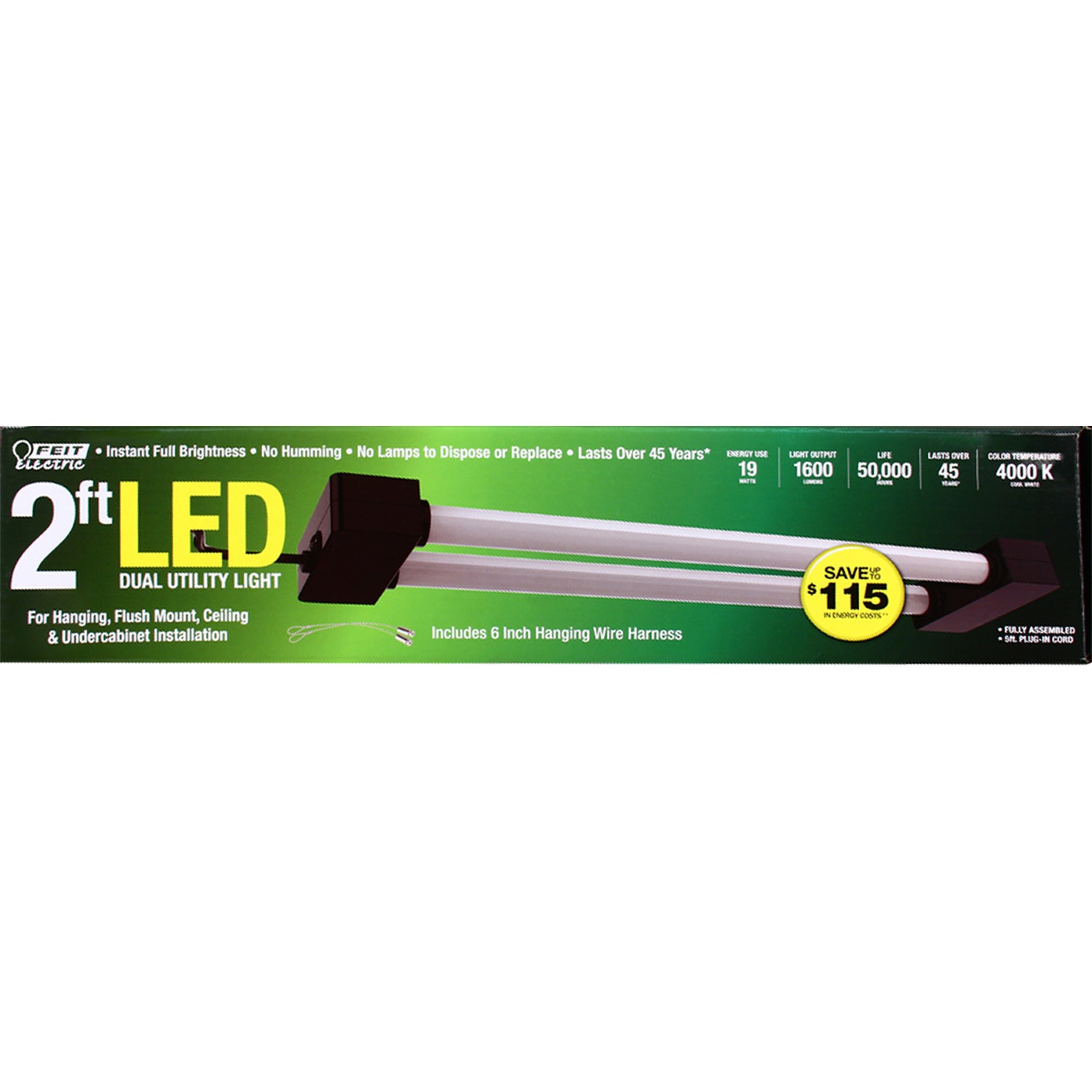 2 ft. 19W Cool White (4000K) Dual LED Utility Light