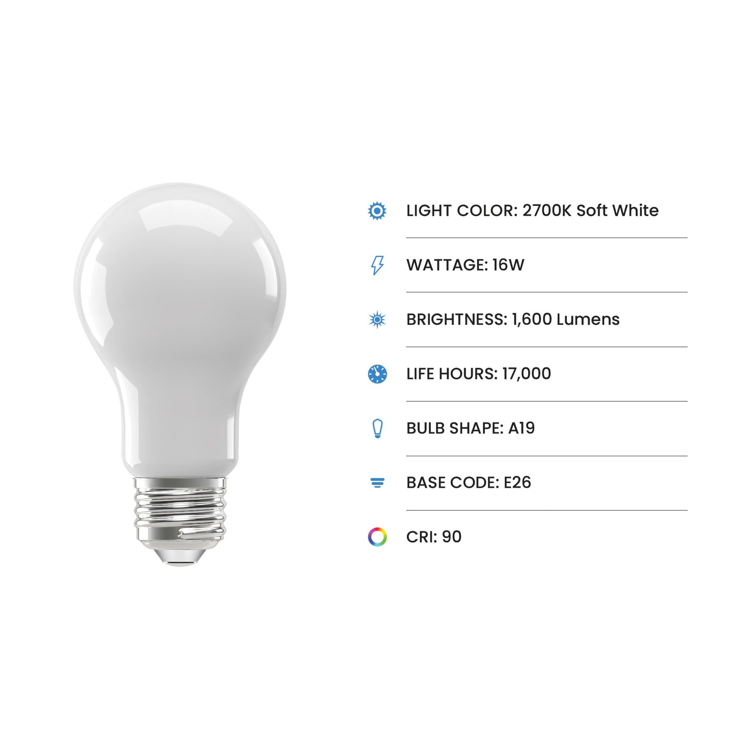 16W (100W Replacement) Soft White (2700K) A19 Enhance Dimmable Glass Filament General Purpose LED (4-Pack)