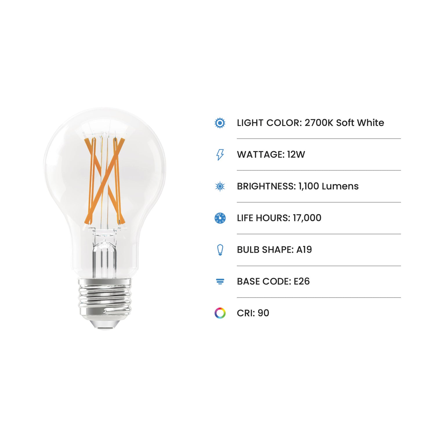 16W (100W Equivalent) Soft White (2700K) A19 Dimmable General Purpose Clear Glass Filament Enhance LED (4-Pack)