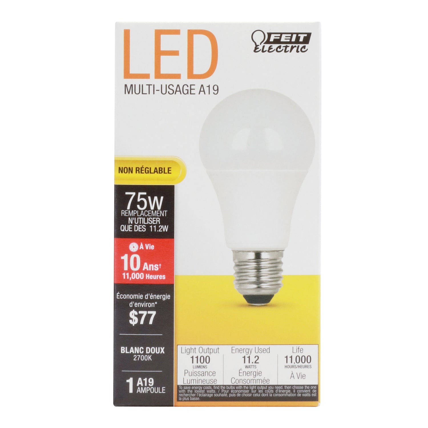 11.2W (75W Replacement) Soft White (2700K) E26 Base A19 Non-Dimmable General Purpose LED