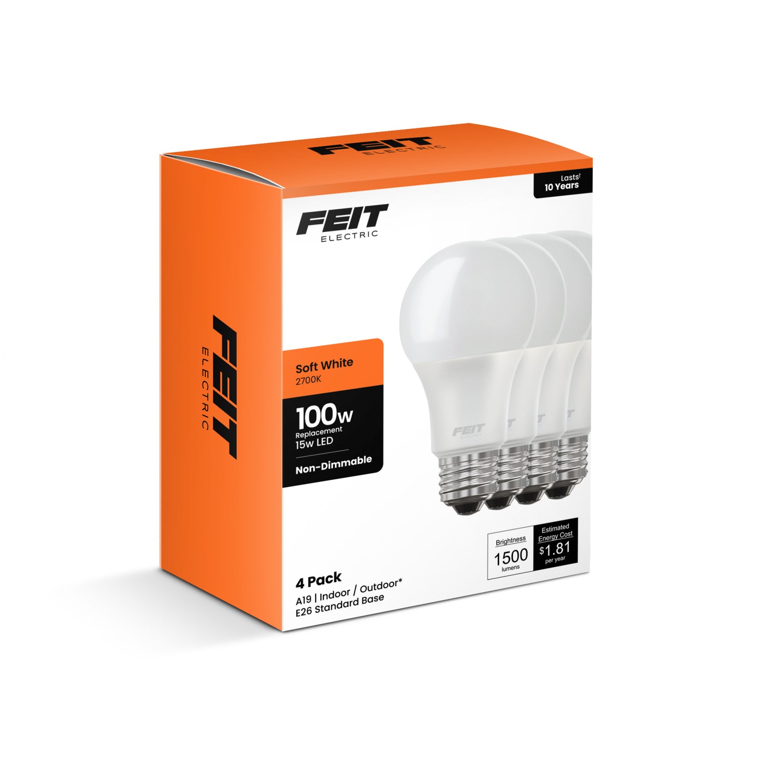 15W (100W Replacement) Soft White (2700K) A19 General Purpose LED (4-Pack)