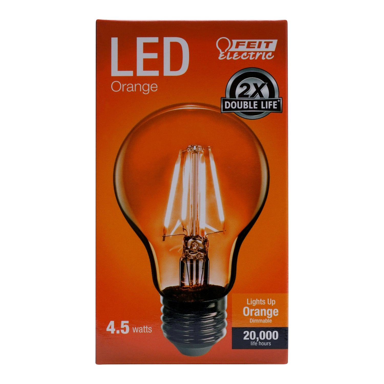 Clear Glass Orange A19 Dimmable LED Filament Light Bulb