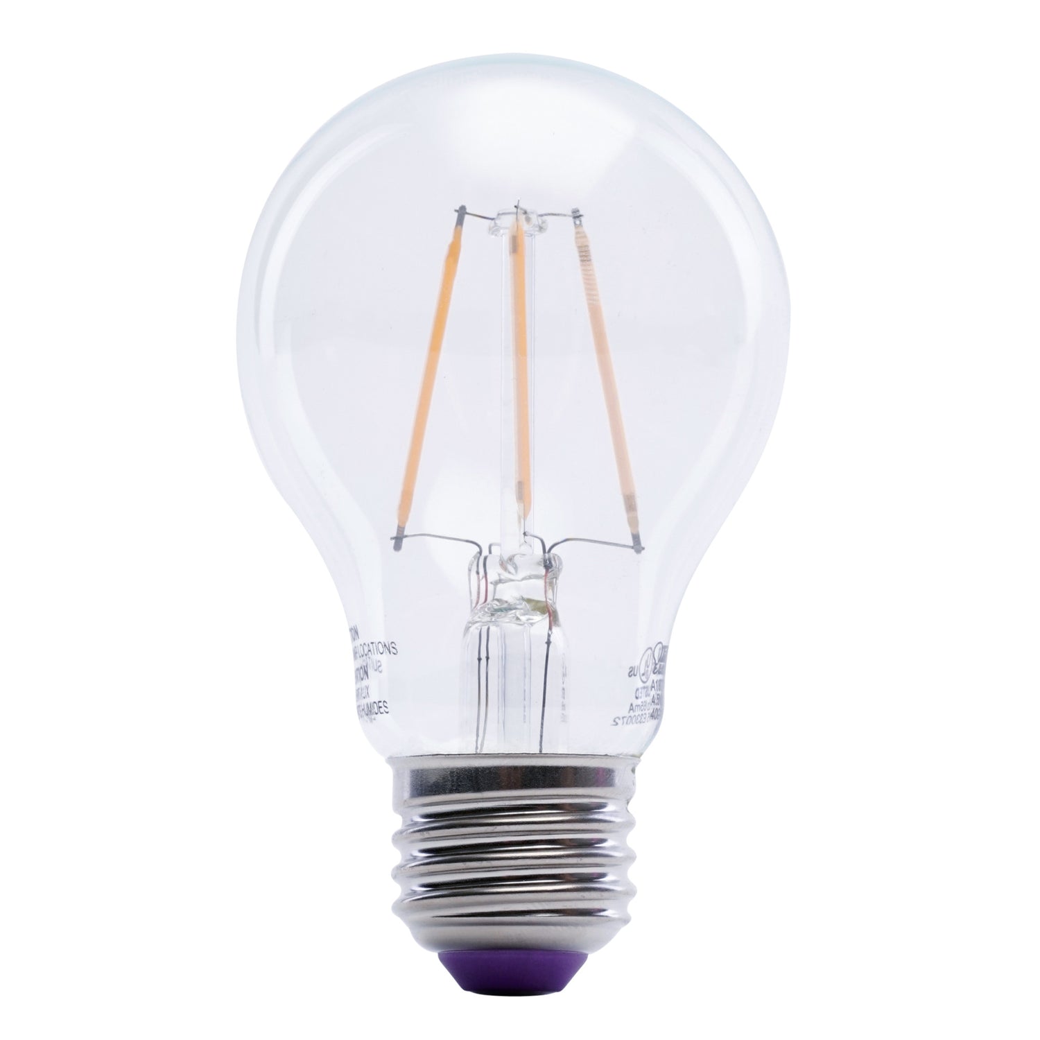 Clear Glass Purple A19 Dimmable LED Filament Light Bulb