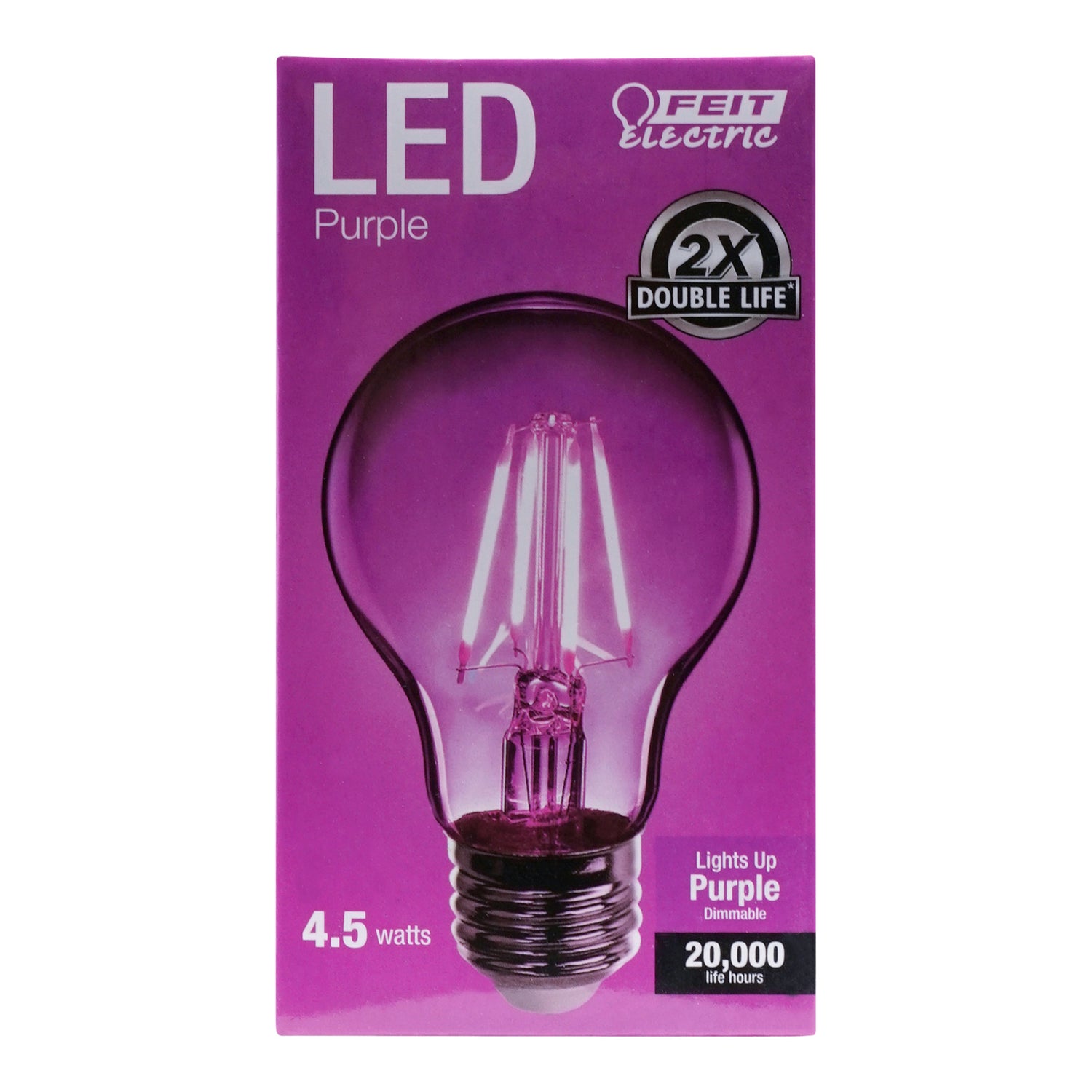 Clear Glass Purple A19 Dimmable LED Filament Light Bulb