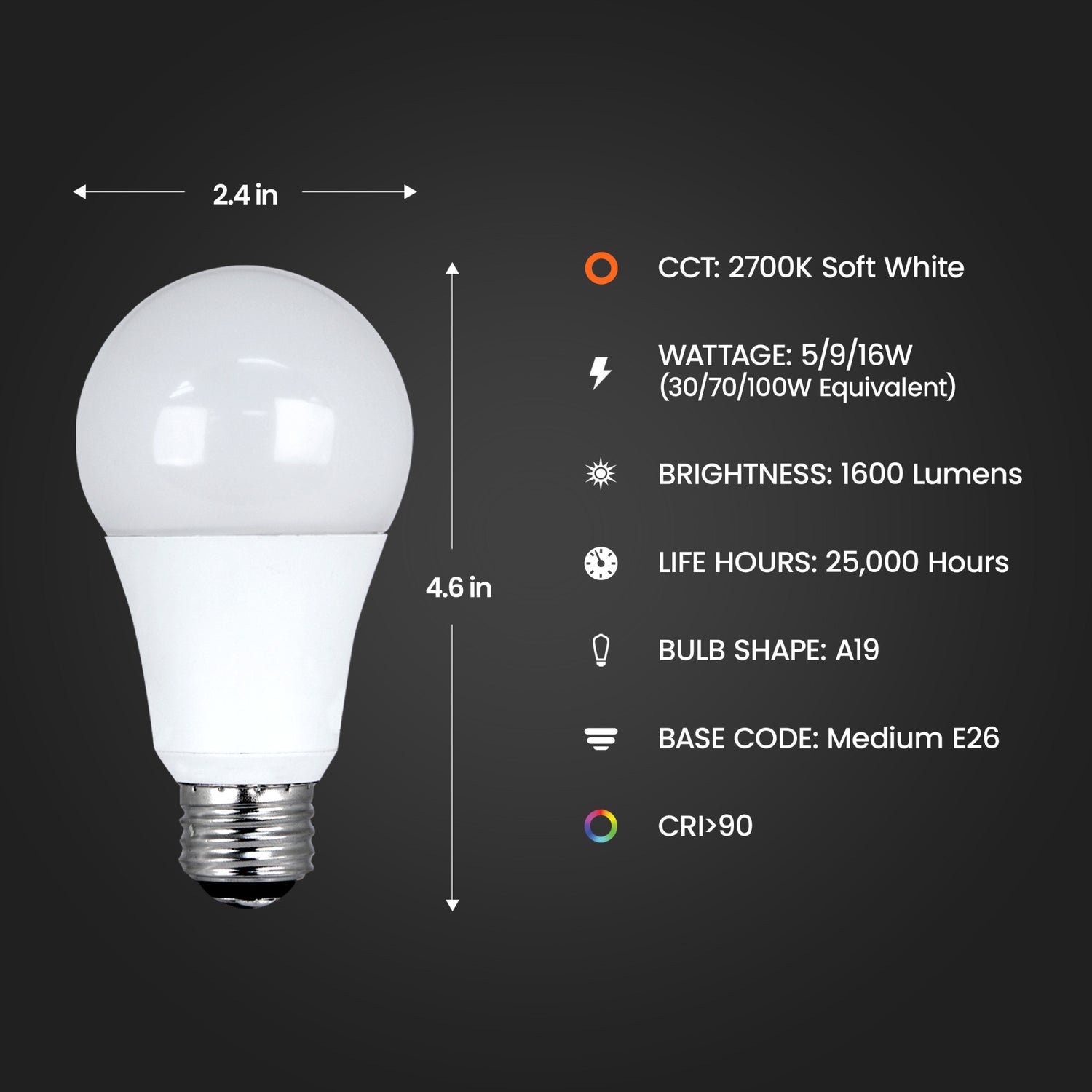 5/10/16W (30/70/100-W Replacement) Soft White (2700K) A19 3-Way Enhance LED Light Bulb