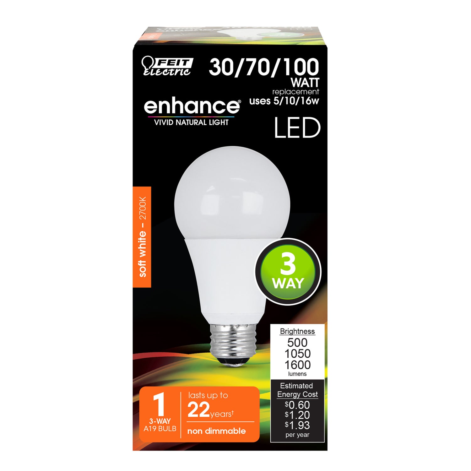 5/10/16W (30/70/100-W Replacement) Soft White (2700K) A19 3-Way Enhance LED Light Bulb