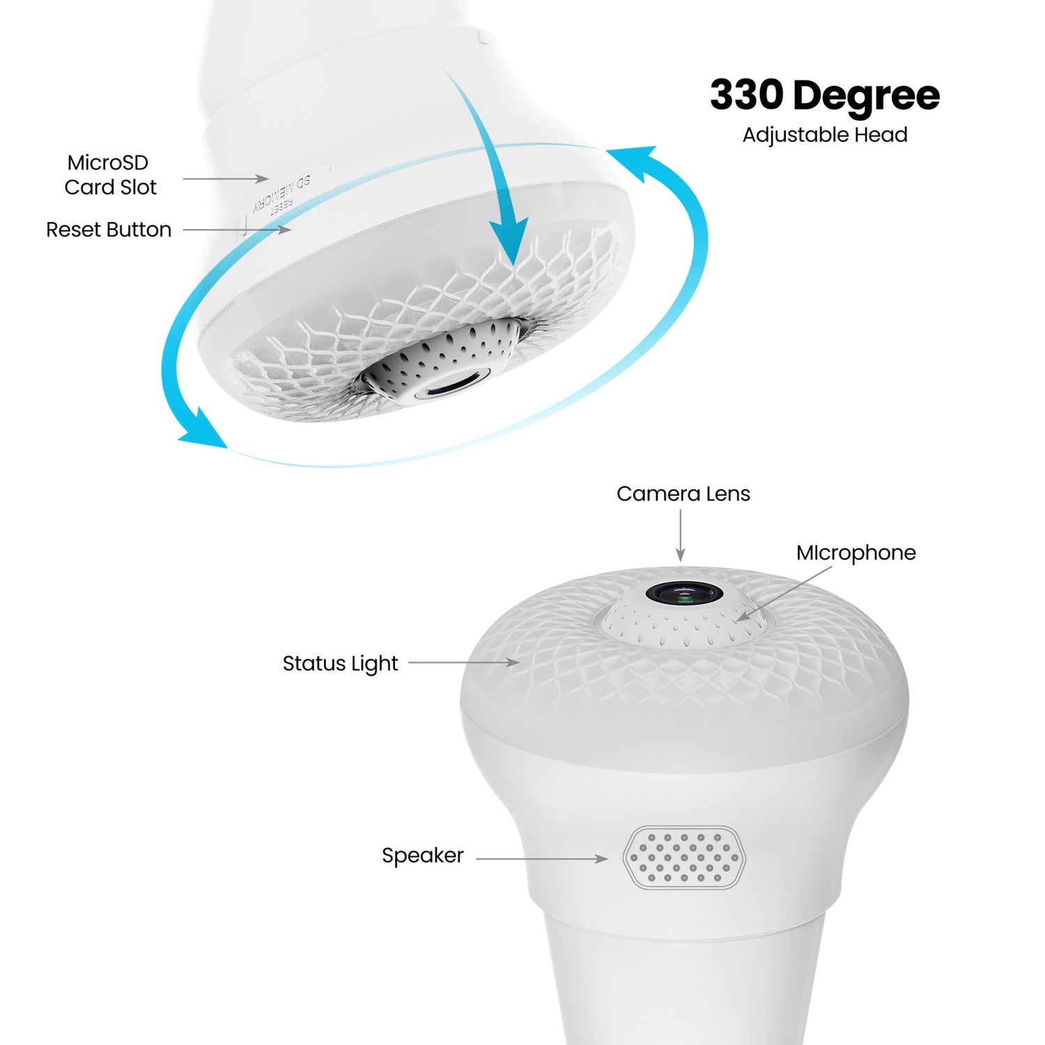 1080p Smart LED A23 Camera Light Bulb