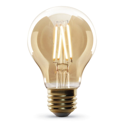 4W (60W Replacement) AT19 E26 Dimmable Straight Filament Amber Glass Vintage Edison LED Light Bulb, Soft White