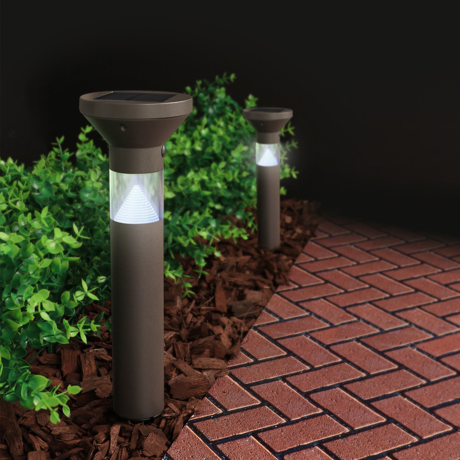 12 in. OneSync Landscape Bronze Solar Bollard Light