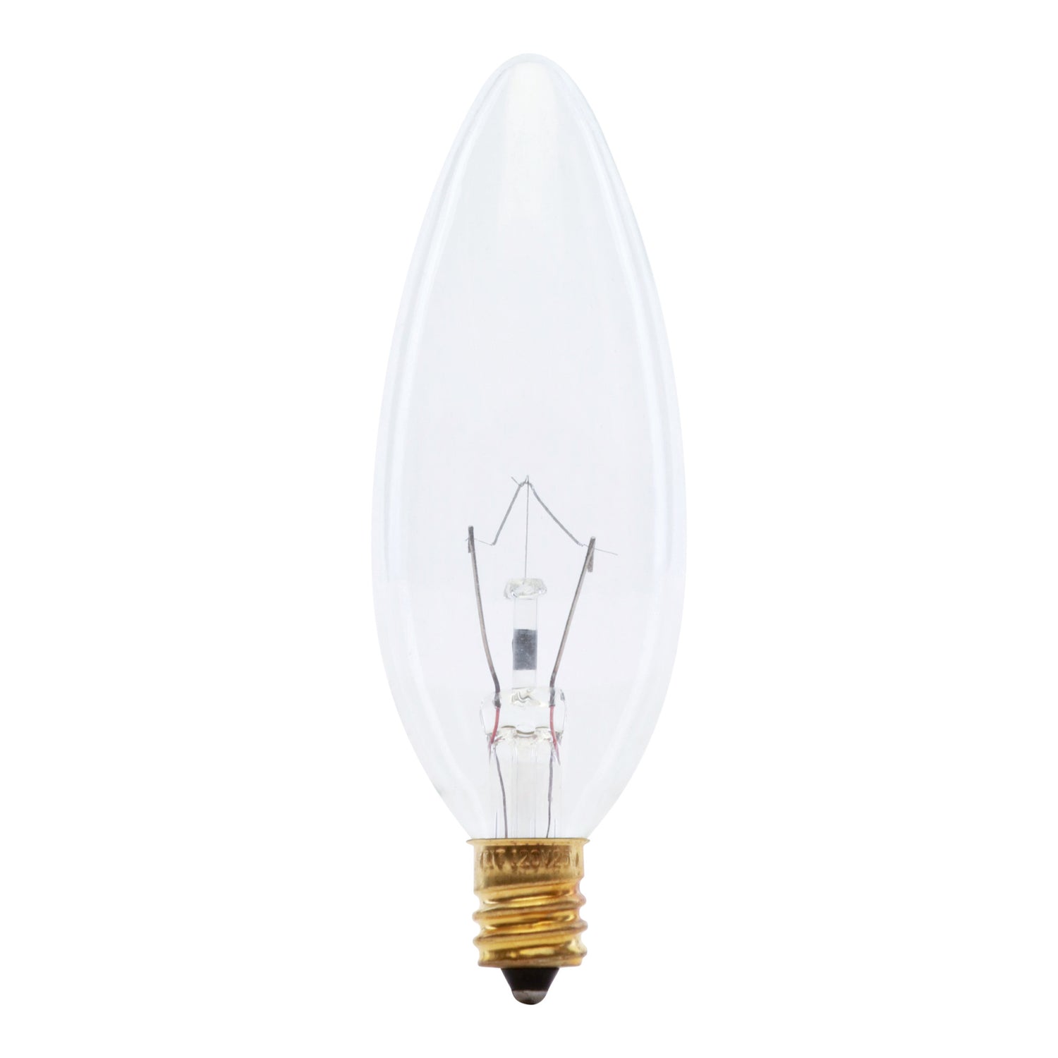 25W Soft White (2700K) E12 Base B10 Clear Torpedo Tip Dimmable Incandescent Light Bulb (2-Pack)