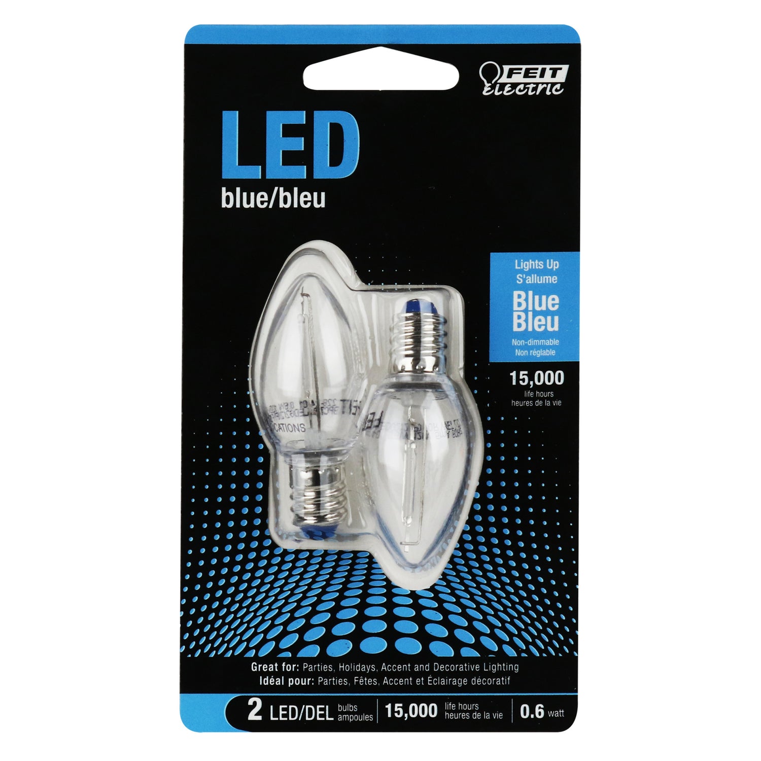 Blue C7 Holiday & Party LED Light Bulb (2-Pack)