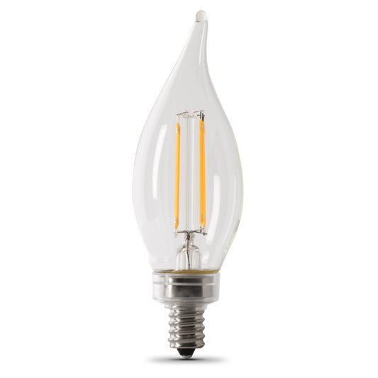 10W (100W Replacement) Soft White (2700K) E12 Base BA10 Flame Tip Filament LED Light Bulb (2-Pack)