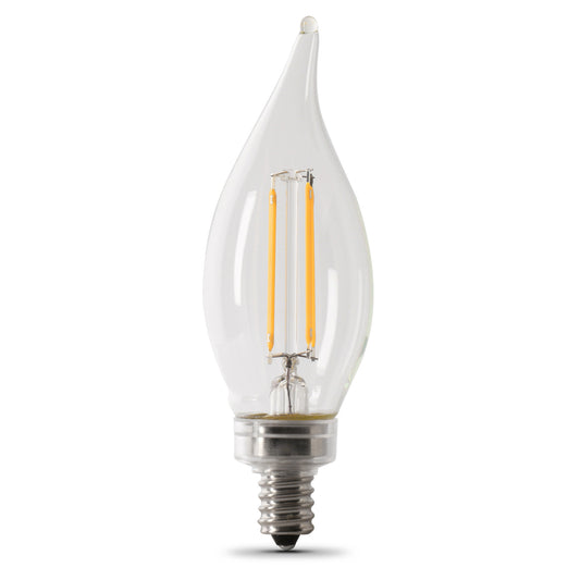 10W (100W Replacement) Bright White (3000K) E12 Base BA10 Flame Tip Dimmable Filament LED Bulb (2-Pack)