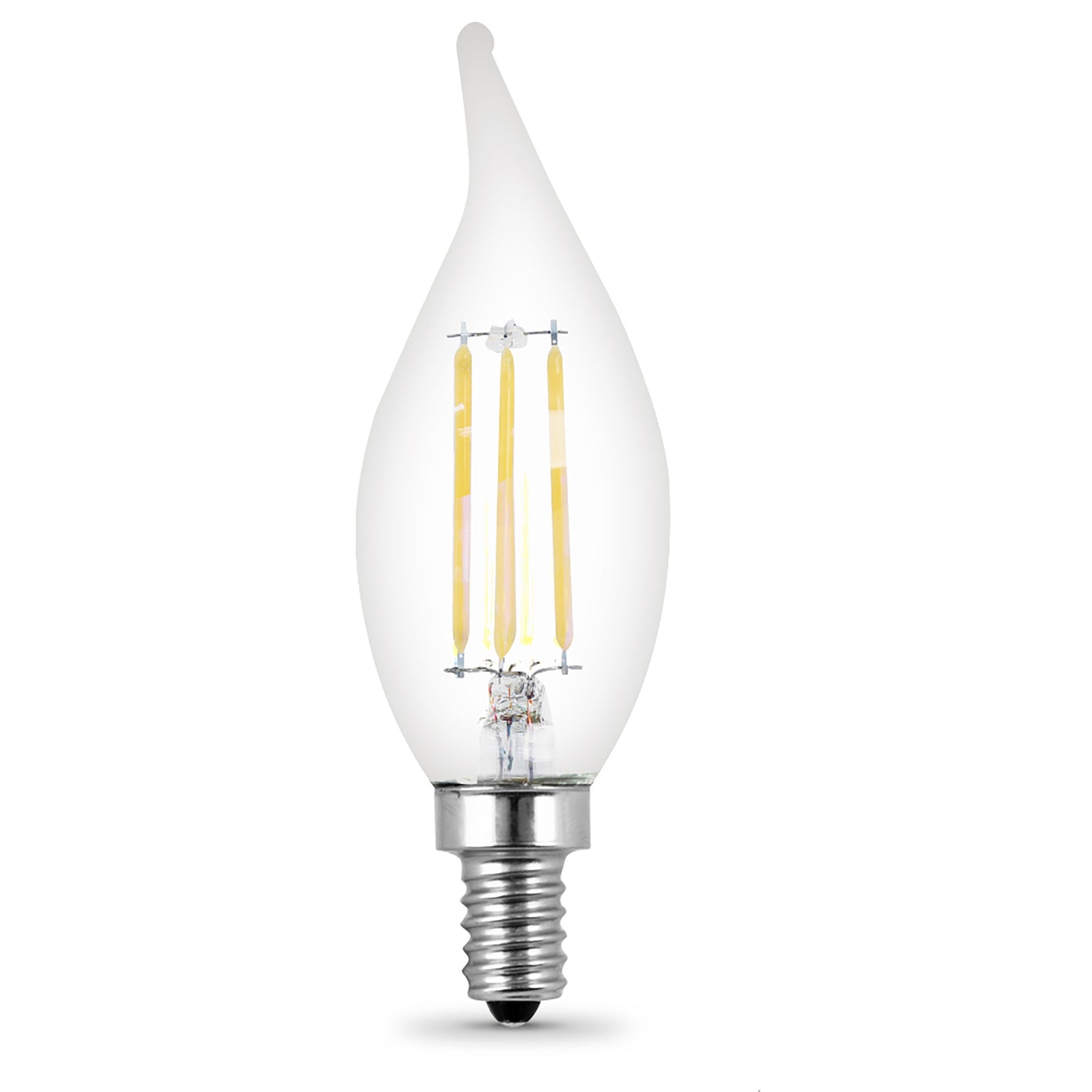 3.3W (40W Replacement) Bright White (3000K) E12 Base BA10 Flame Tip Filament LED (4-Pack)