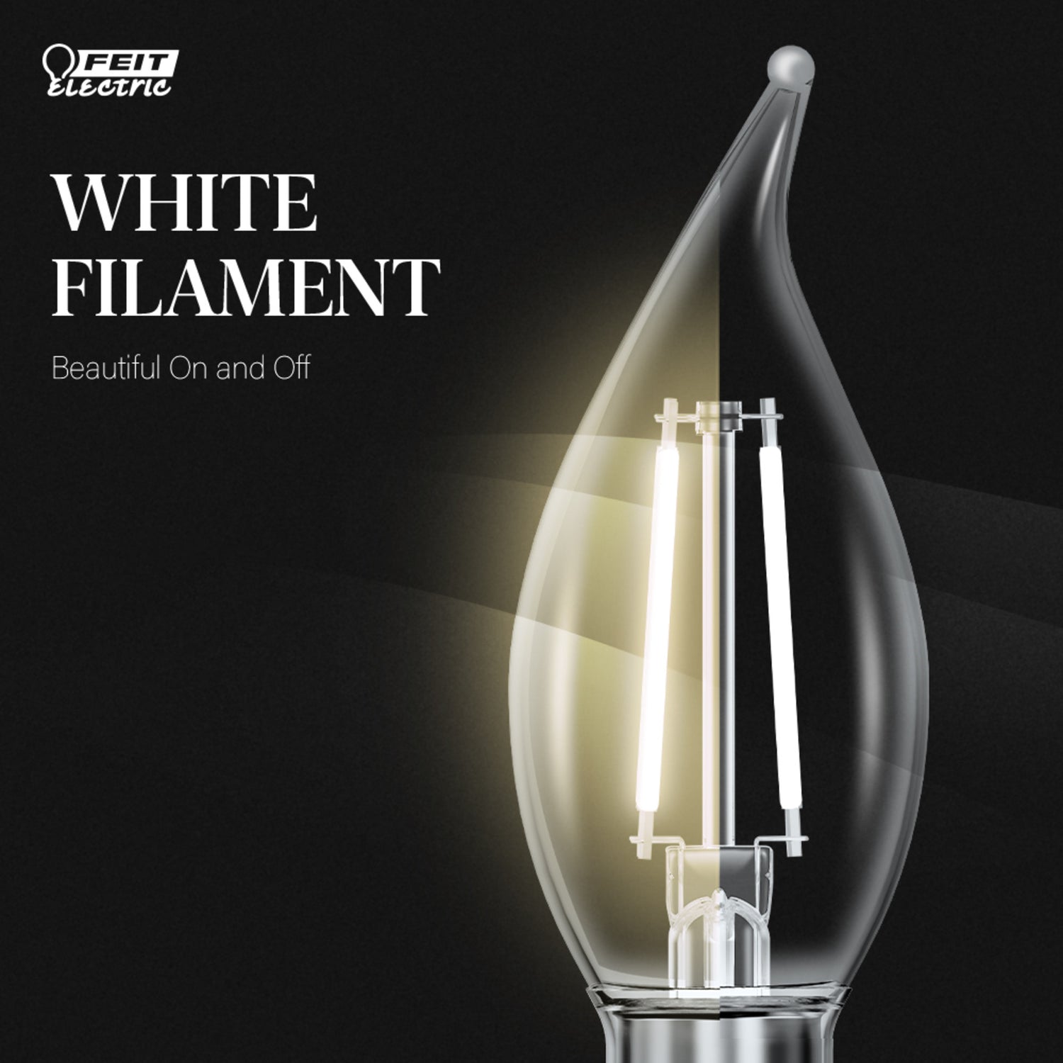 3.3W (40W Equivalent) Daylight White (5000K) BA10 (E12 Base) Flame Tip Exposed White Filament LED Bulb (2-Pack)