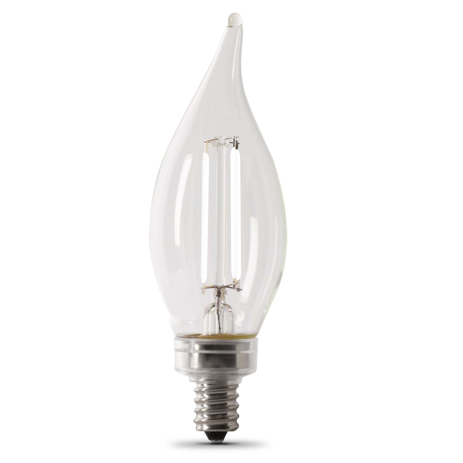 3.3W (40W Equivalent) Daylight White (5000K) BA10 (E12 Base) Flame Tip Exposed White Filament LED Bulb (2-Pack)