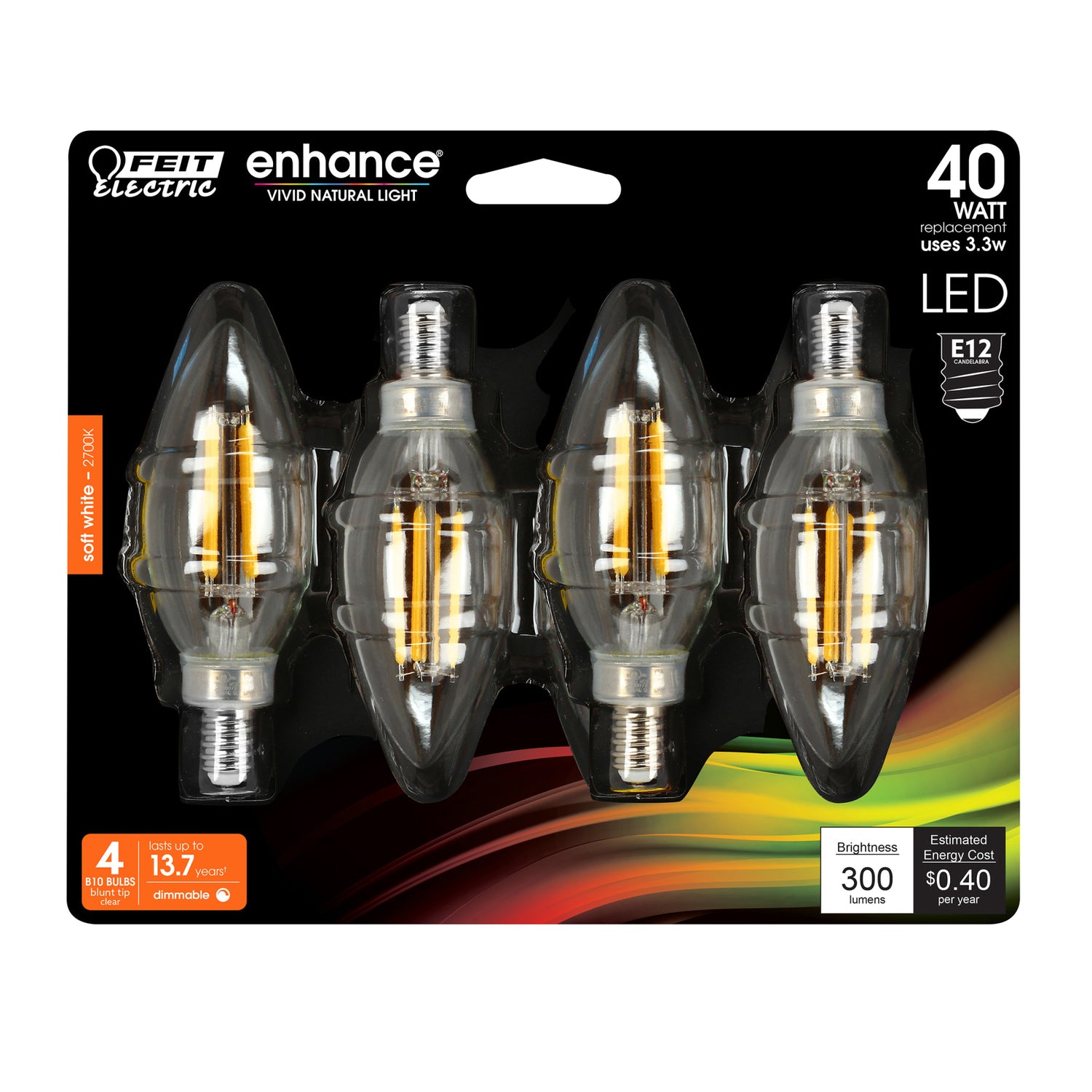 40-Watt Equivalent Blunt Tip Soft White Filament LED (4-Pack)