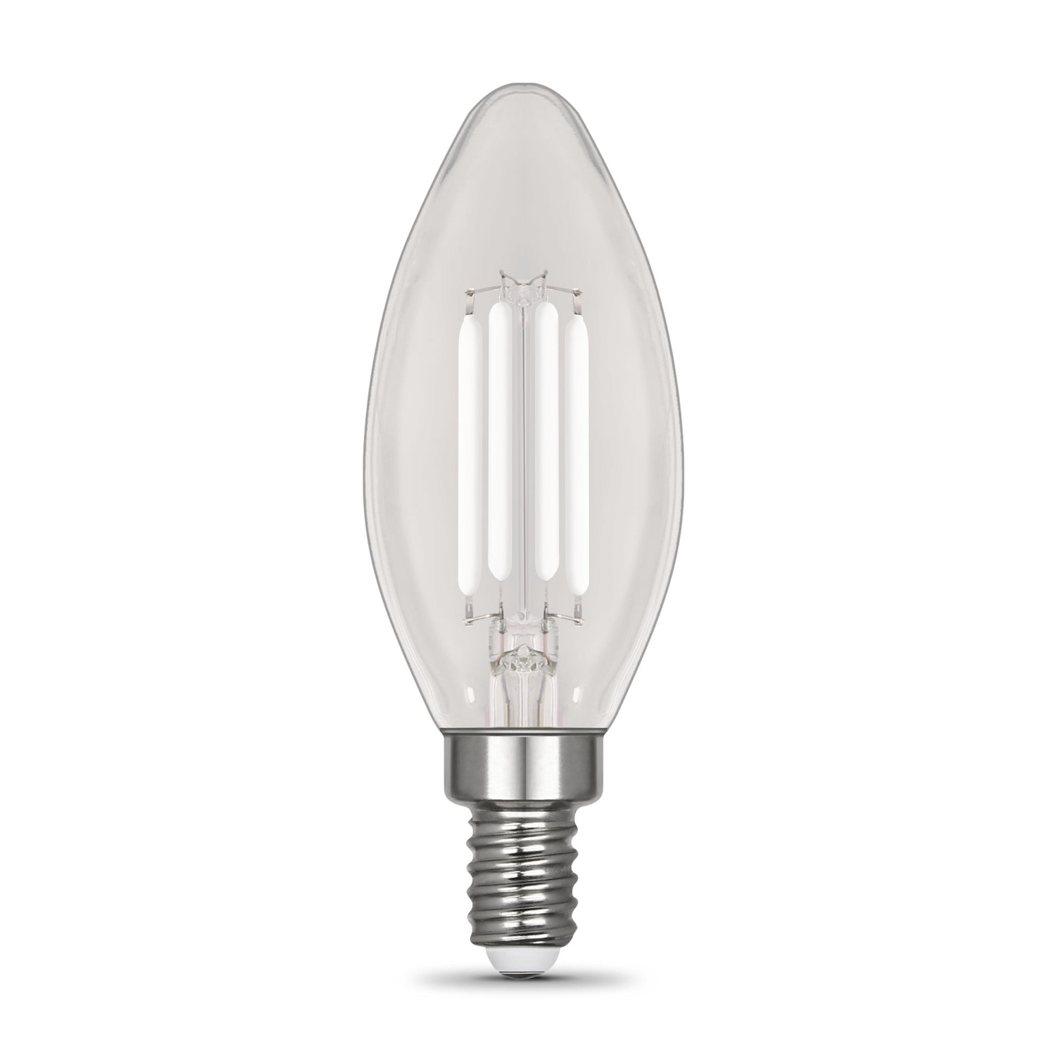 5.5W (60W Replacement) Soft White (2700K) B10 Shape (E12 Base) Torpedo Tip White Filament Light Bulb (2-Pack)