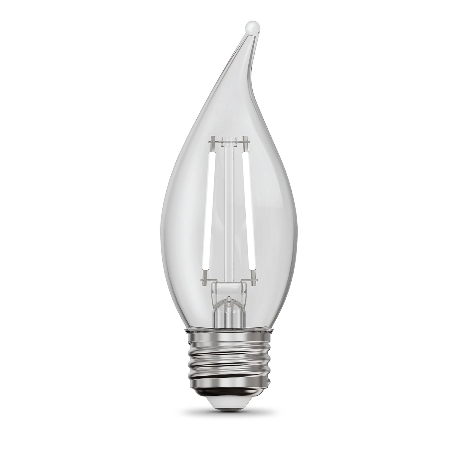 3.3 W (40W Equivalent) Soft White (2700K) Flame Tip BA10 (E26 Base) Exposed White Filament LED Bulb (2-Pack)