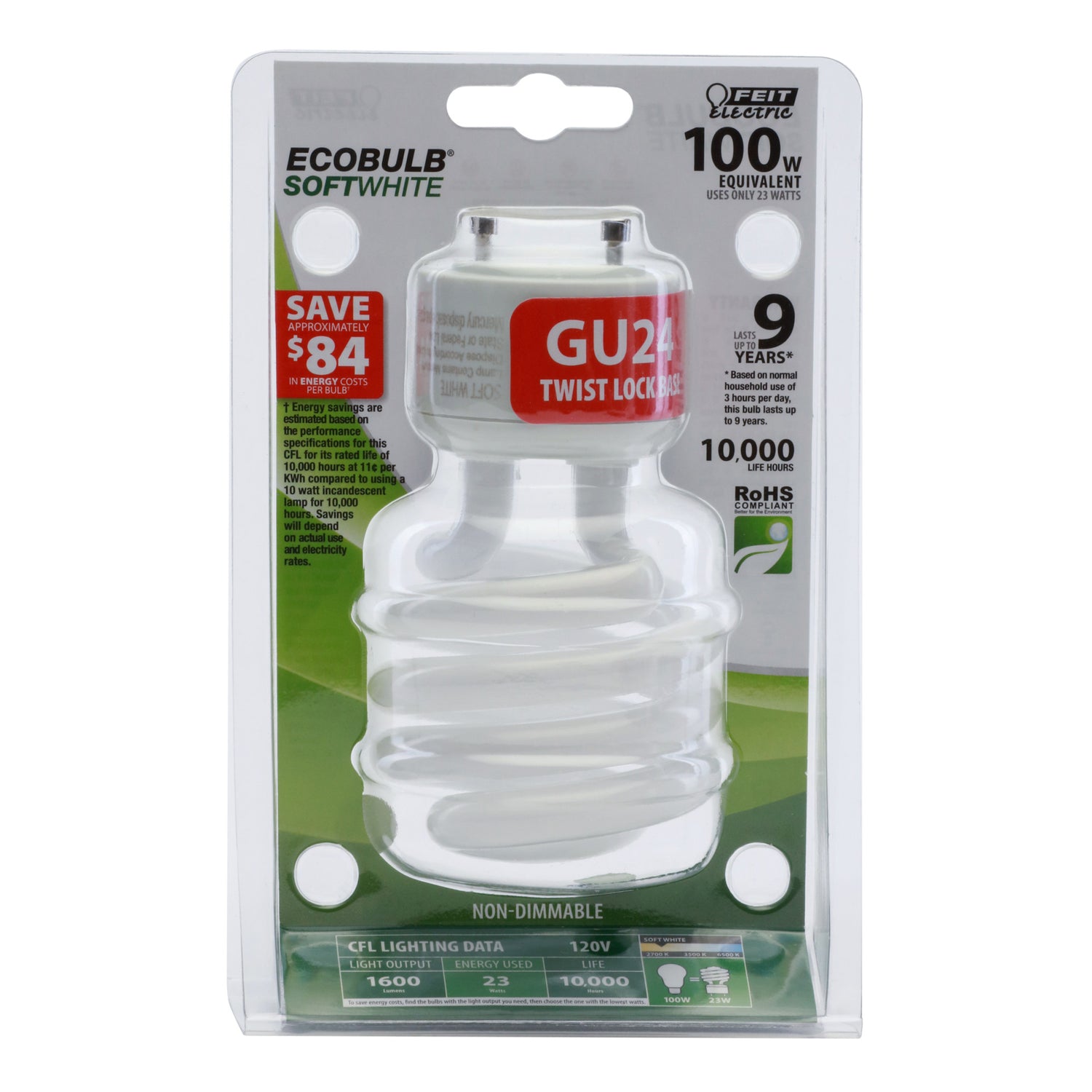 23W (100W Replacement) Soft White (2700K) Twist GU24 Base Non-Dimmable CFL Light Bulb