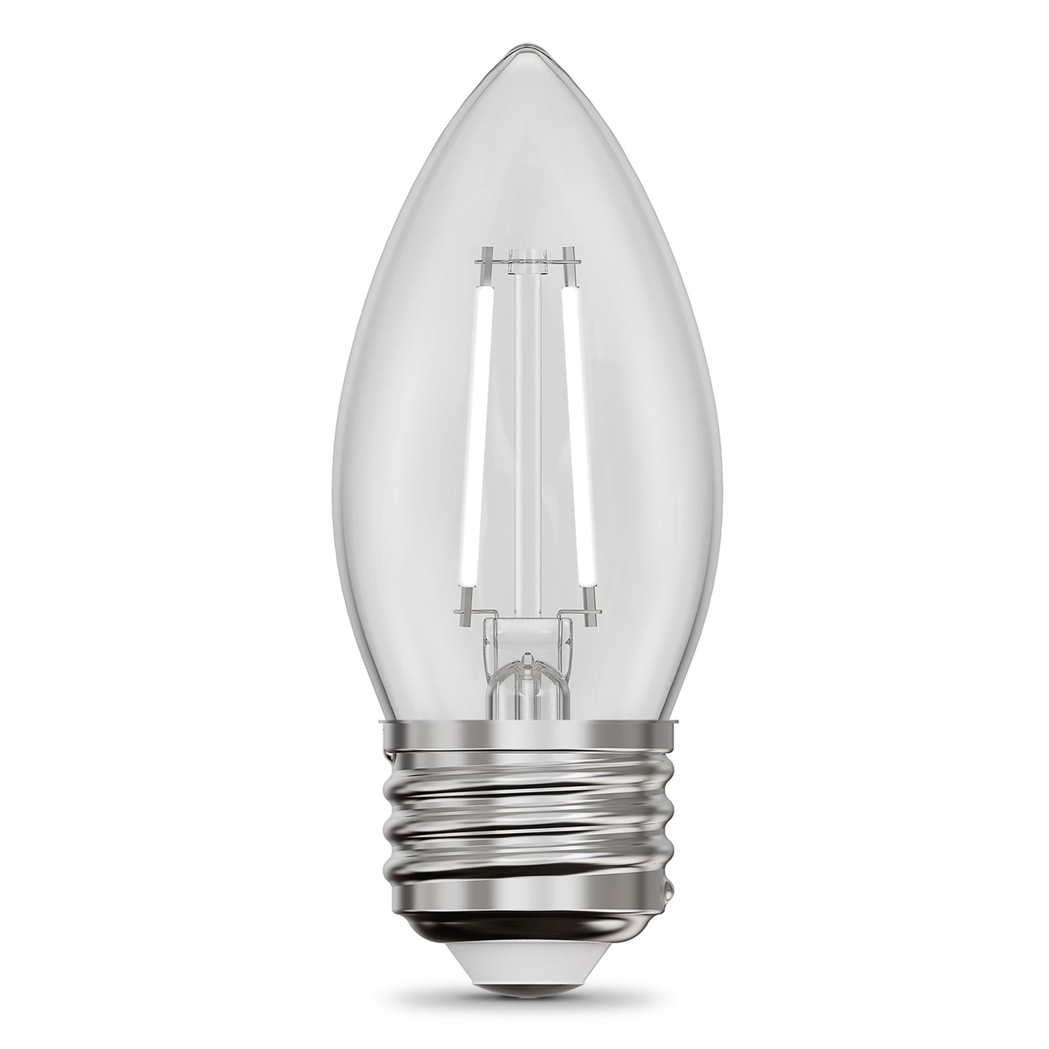 3.3W (40W Equivalent) Soft White (2700K) Chandelier B10 (E26 Base) Torpedo Tip Exposed White Filament LED Bulb (2-Pack)