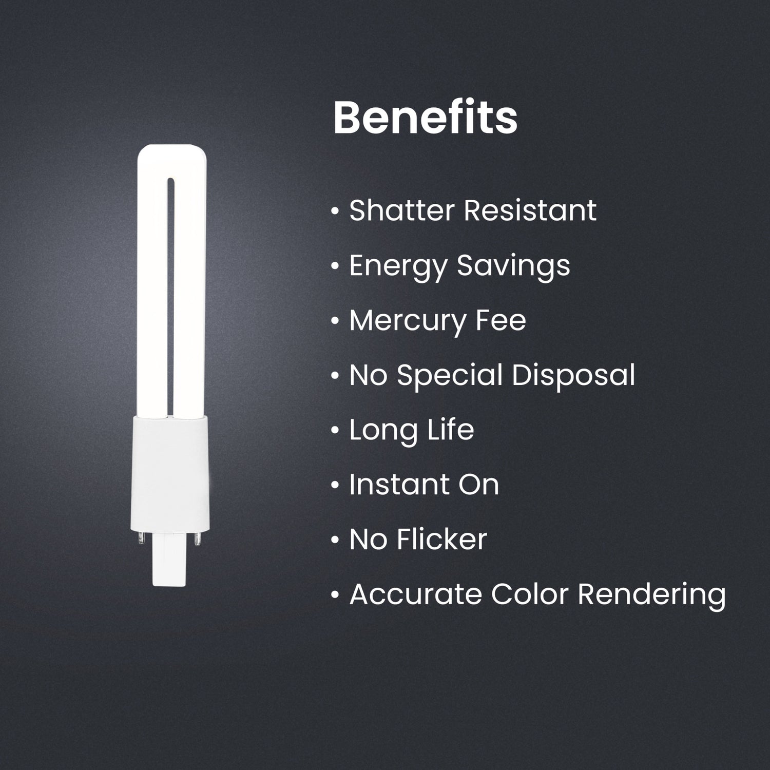 7W (13W Replacement) Cool White (4100K) GX23 Base Direct Replacement (Type A) PL Twin Tube LED Replacement Bulb