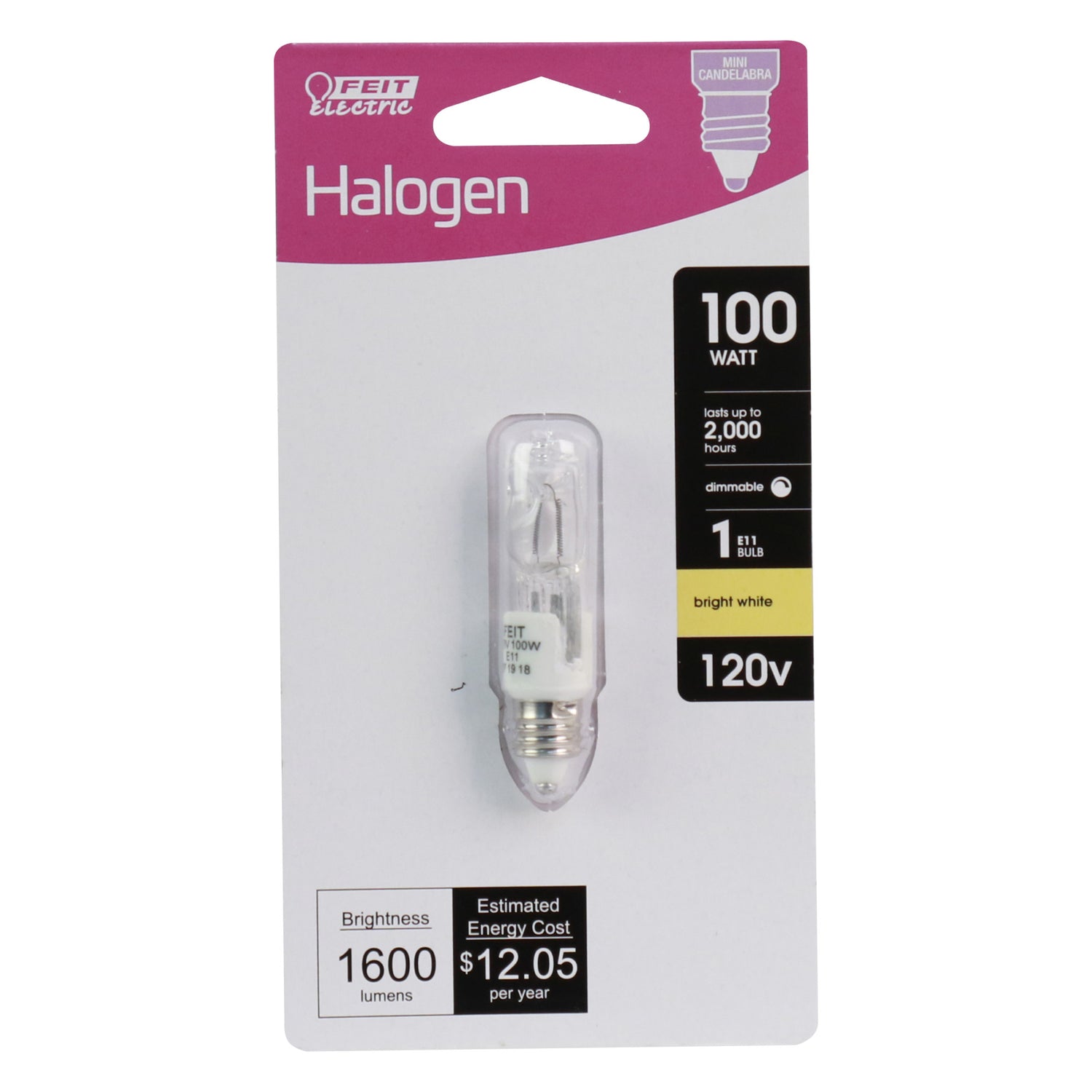 100W Bright White (3000K) T4 Tungsten Super Q Halogen Light Bulb