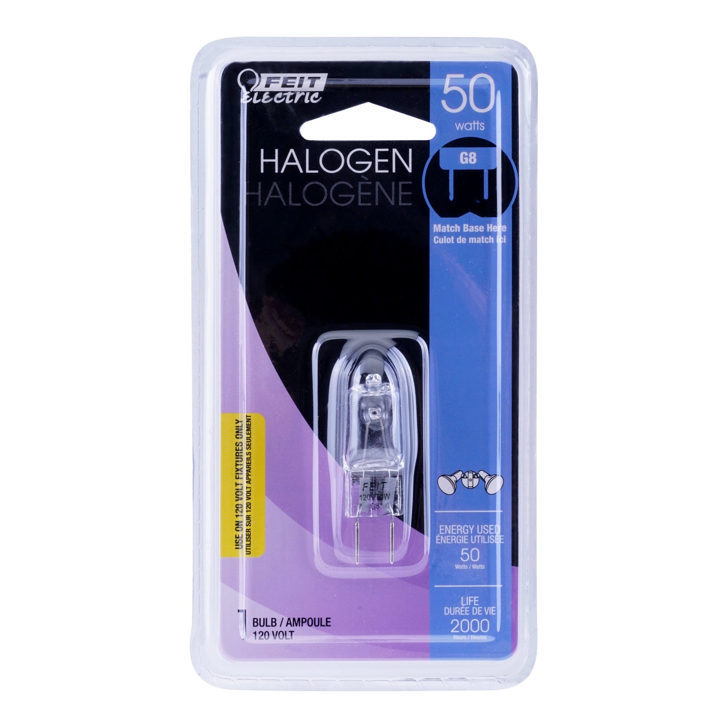 50W Bright White (3000K) Bi-Pin G8 Base (T4 Replacement) Halogen Replacement Light Bulb