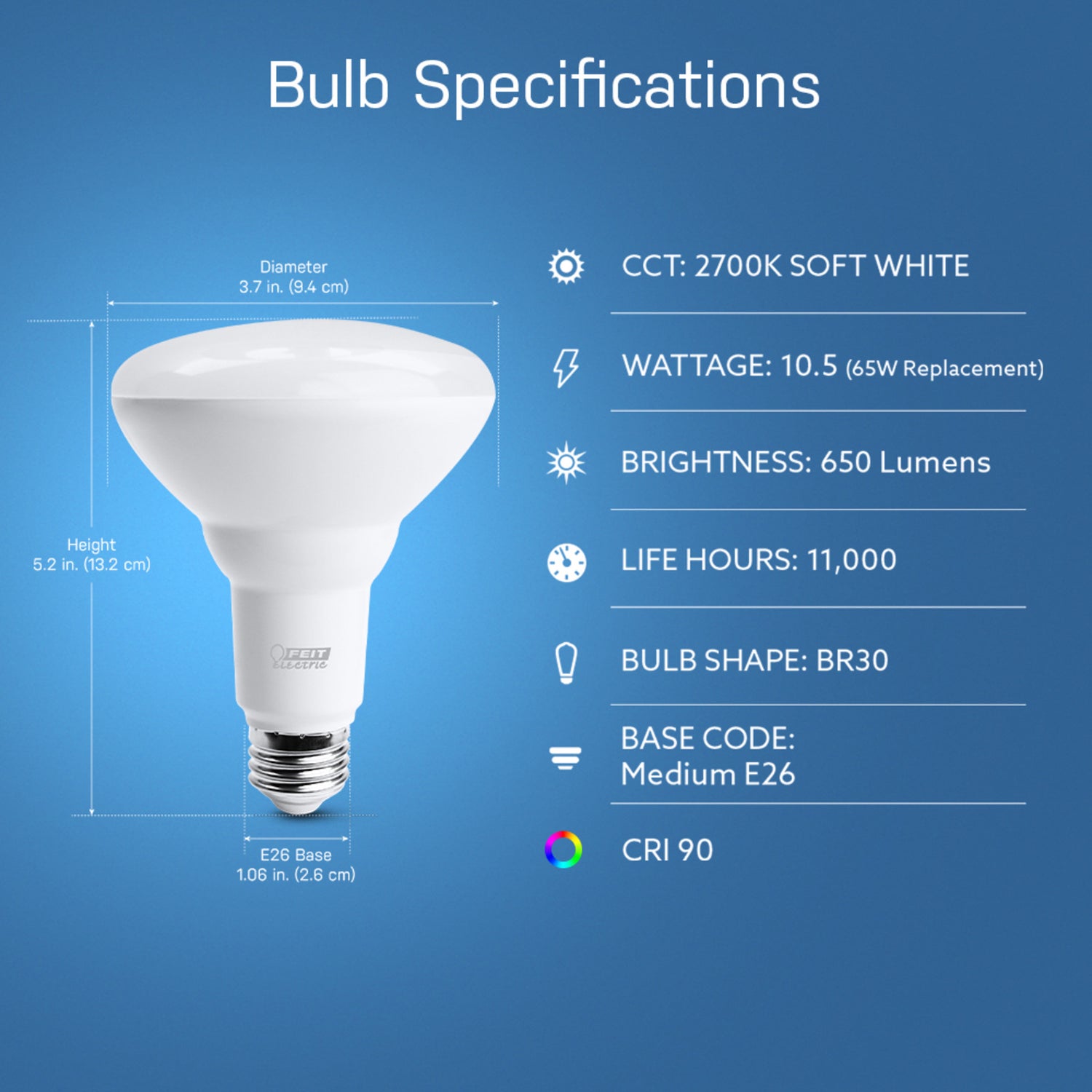 10.5W (65W Replacement) Soft White (2700K) E26 Base Dimmable BR30 LED Bulb (12-Pack)