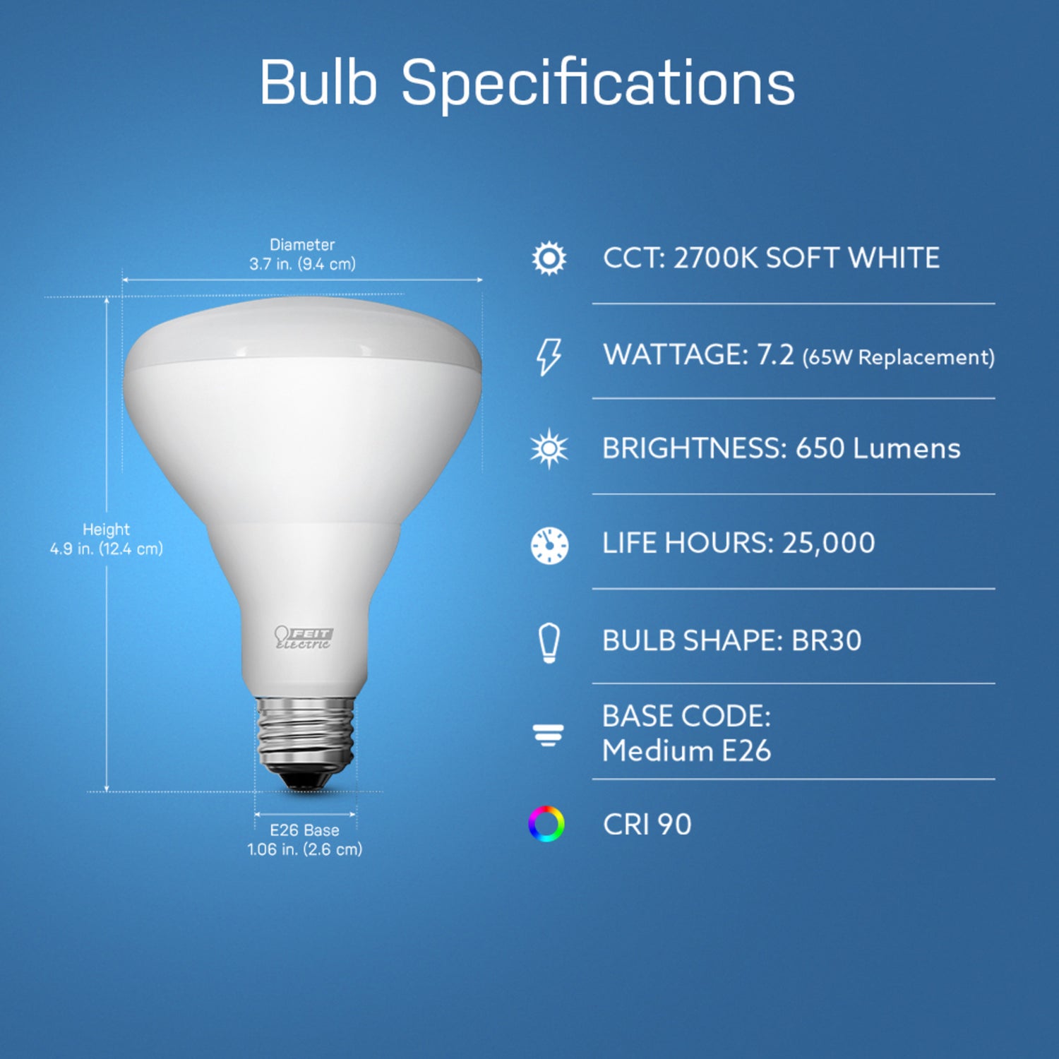 7.2W (65W Replacement) Soft White (2700K) E26 Base BR30 Dimmable Enhance Reflector LED