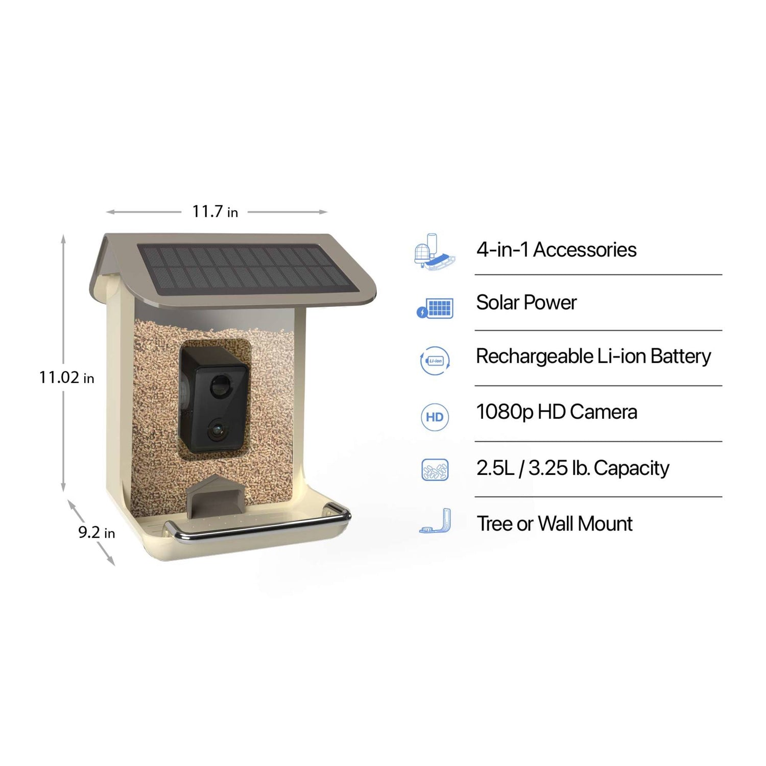 2.5L Smart Solar Camera Bird Feeder