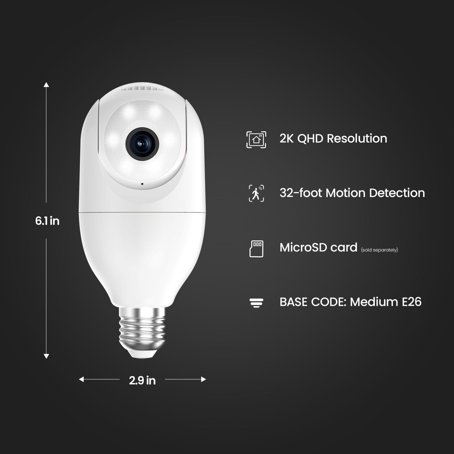 E26 Socket Bulb Camera with Motion Tracking