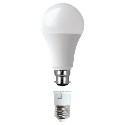 16W (100W Equivalent) Warm White (2700K) B22 Bayonet Fitment Dimmable LED Bulb with E27 Adapter (4-Pack)