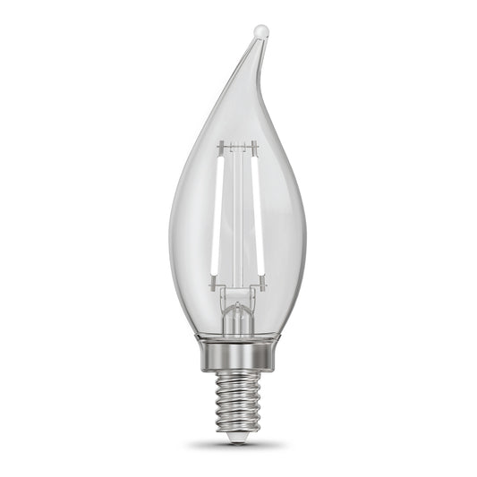 10W (100W Replacement) Daylight (5000K) E12/E26 Base BA10 Dimmable Flame Tip White Filament LED Bulb (3-Pack)