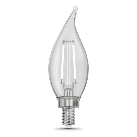 2.2W (25W Replacement) True White (3500K) E12 Base BA10 Flame Tip White Filament LED Bulb (3-Pack)