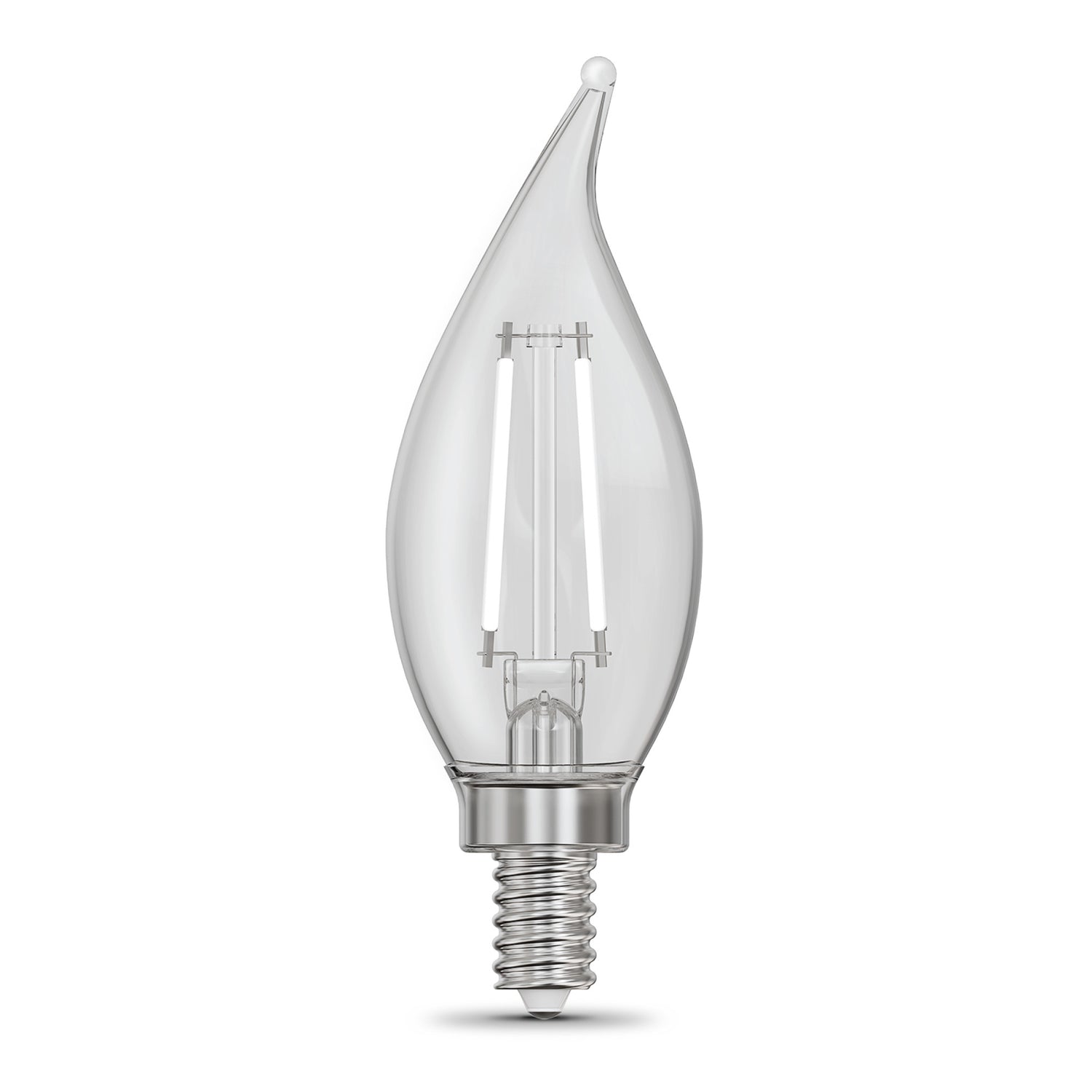 2.2W (25W Replacement) Daylight (5000K) E12 Base BA10 Flame Tip White Filament LED Bulb (3-Pack)