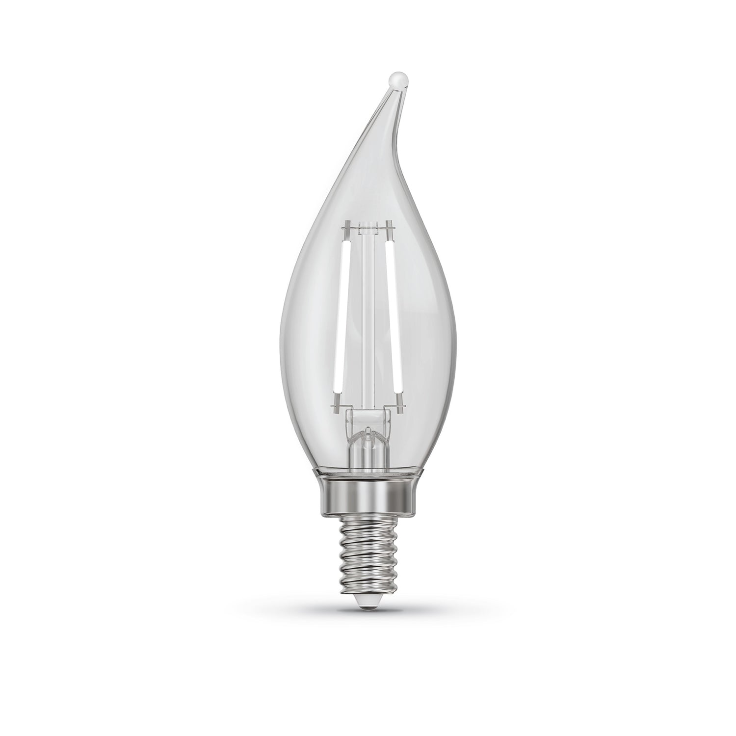 3.3W (40W Replacement) True White (3500K) Flame Tip BA10 (E12 Base) Exposed White Filament LED Bulb (3-Pack)