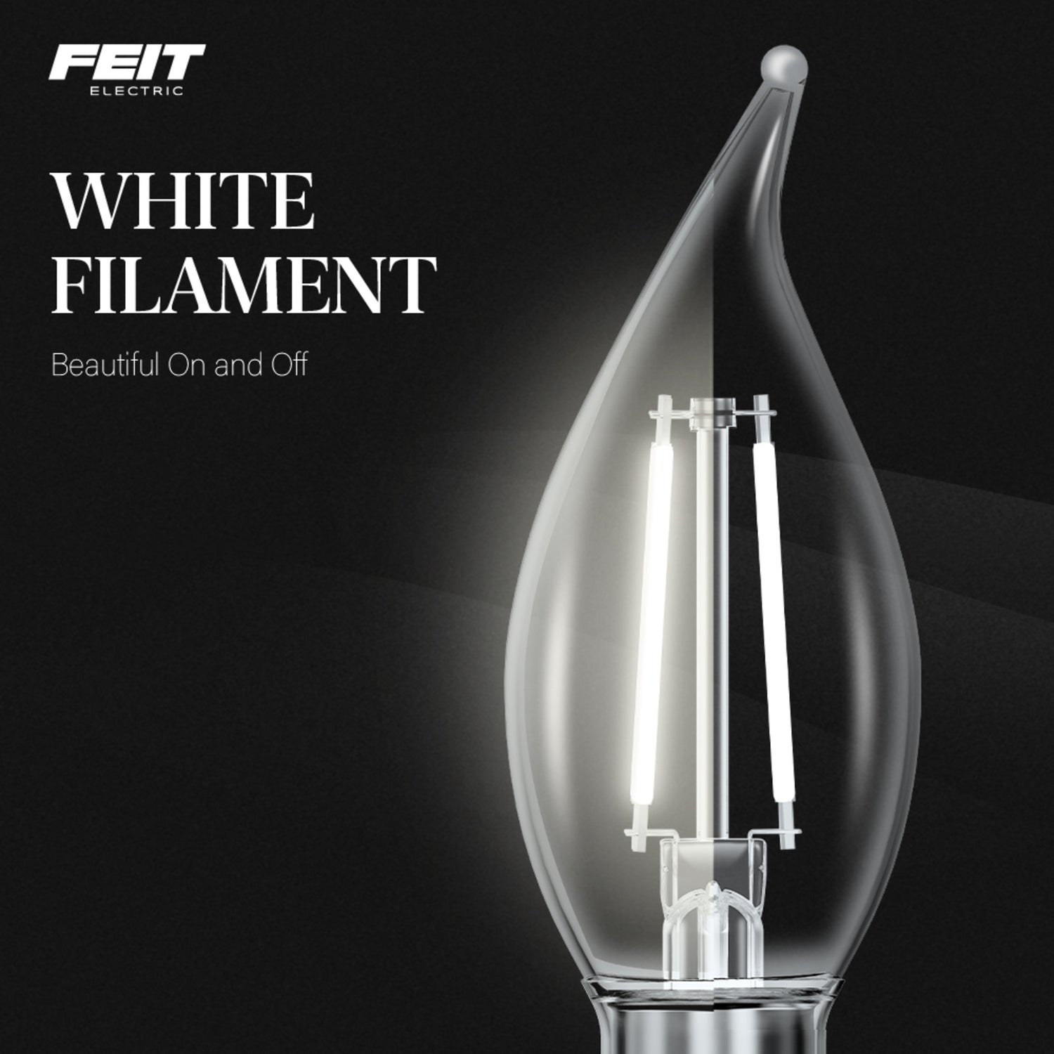 3.3W (40W Replacement) True White (3500K) Flame Tip BA10 (E12 Base) Exposed White Filament LED Bulb (3-Pack)