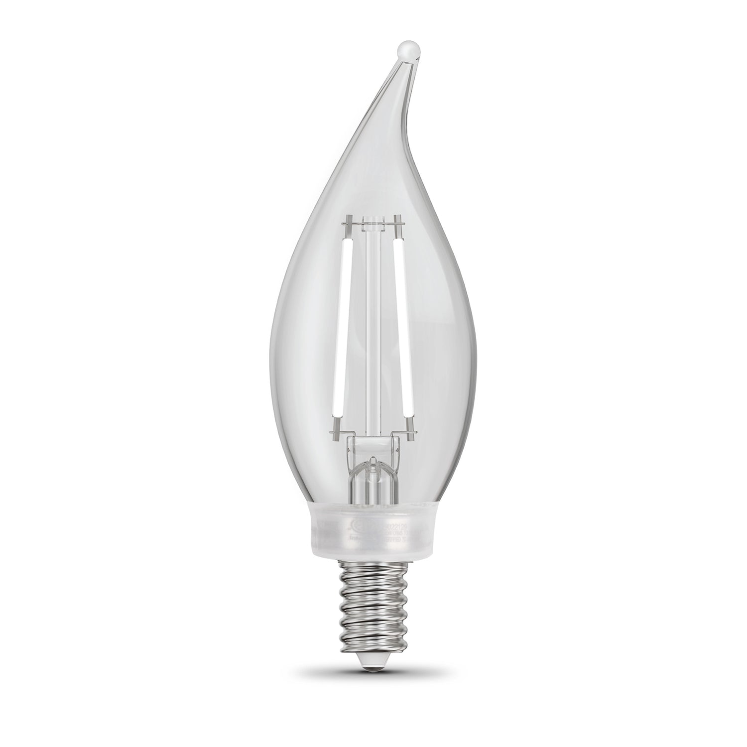 5.5W (60W Replacement) Soft White (2700K) BA10 Shape (E12 Base) Flame Tip Exposed White Filament Light Bulb (3-Pack)