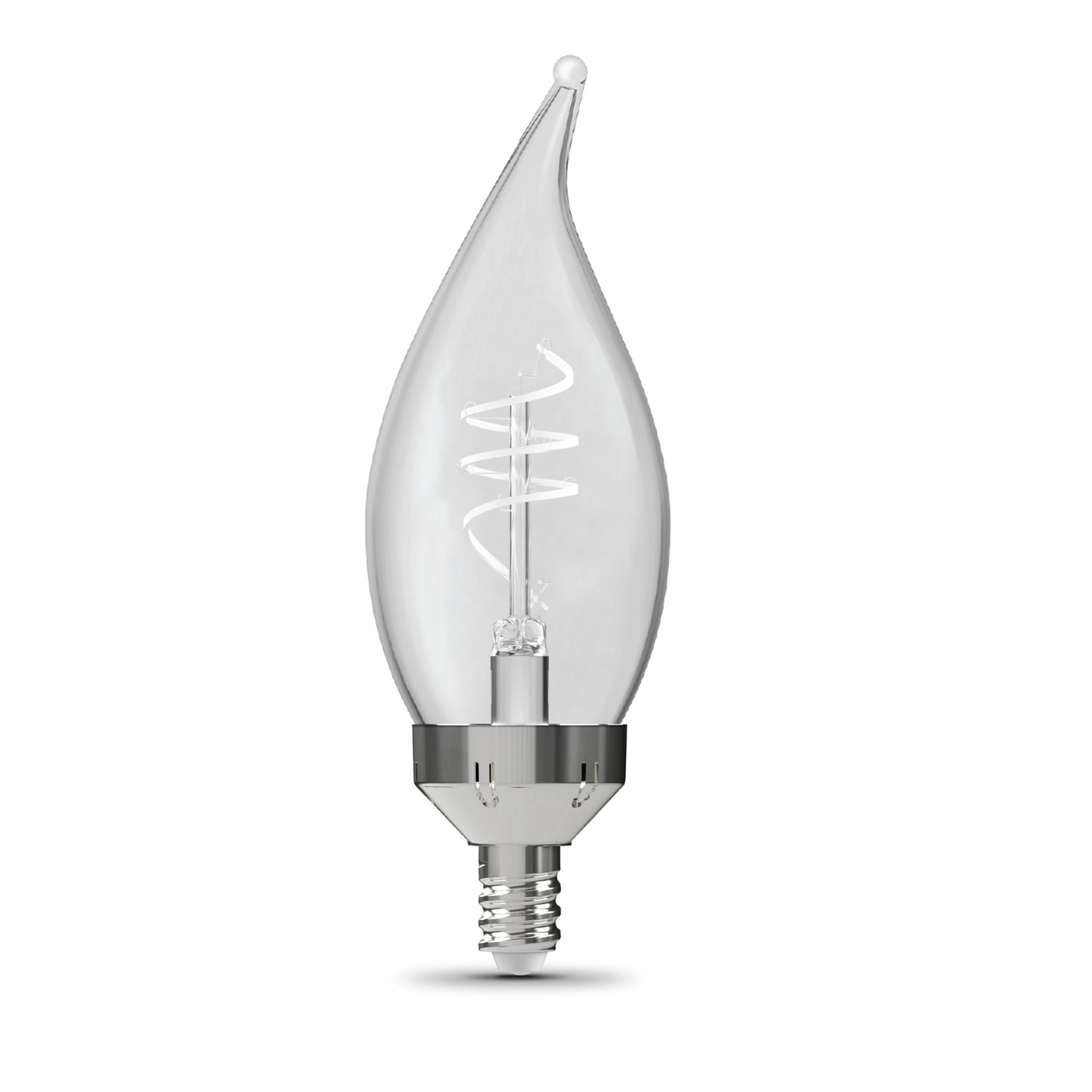 5.5W (60W Replacement) True White (3500K) E12 Base BA11 Flame Tip 3-Level Dimming White Filament LED Bulb (3-Pack)