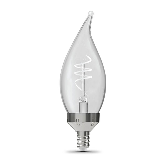 5.5W (60W Replacement) Daylight (5000K) E12 Base BA11 Shape Flame Tip 3-Level Dimming White Filament LED Bulb (3-Pack)