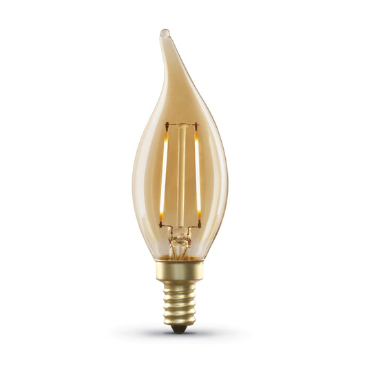 3.5W (40W Replacement) CA10 E12 Dimmable Straight Filament Amber Glass Vintage Edison LED Light Bulb, Soft White