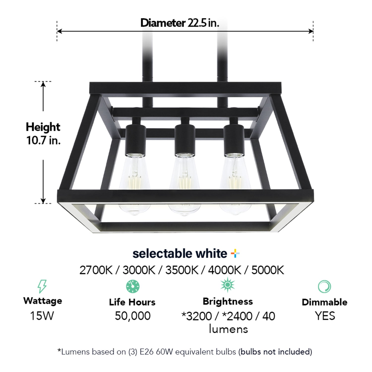 Katalyst Collection LED Decorative 3-Light Chandelier Matte Black