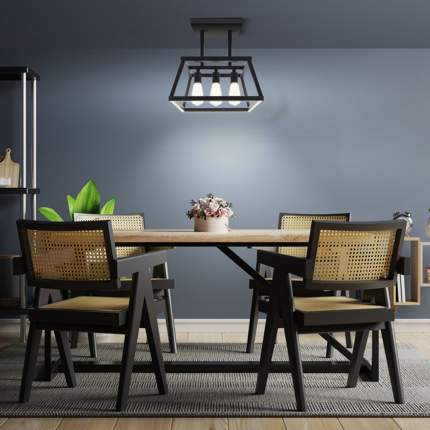 Katalyst Collection LED Decorative 3-Light Chandelier Matte Black