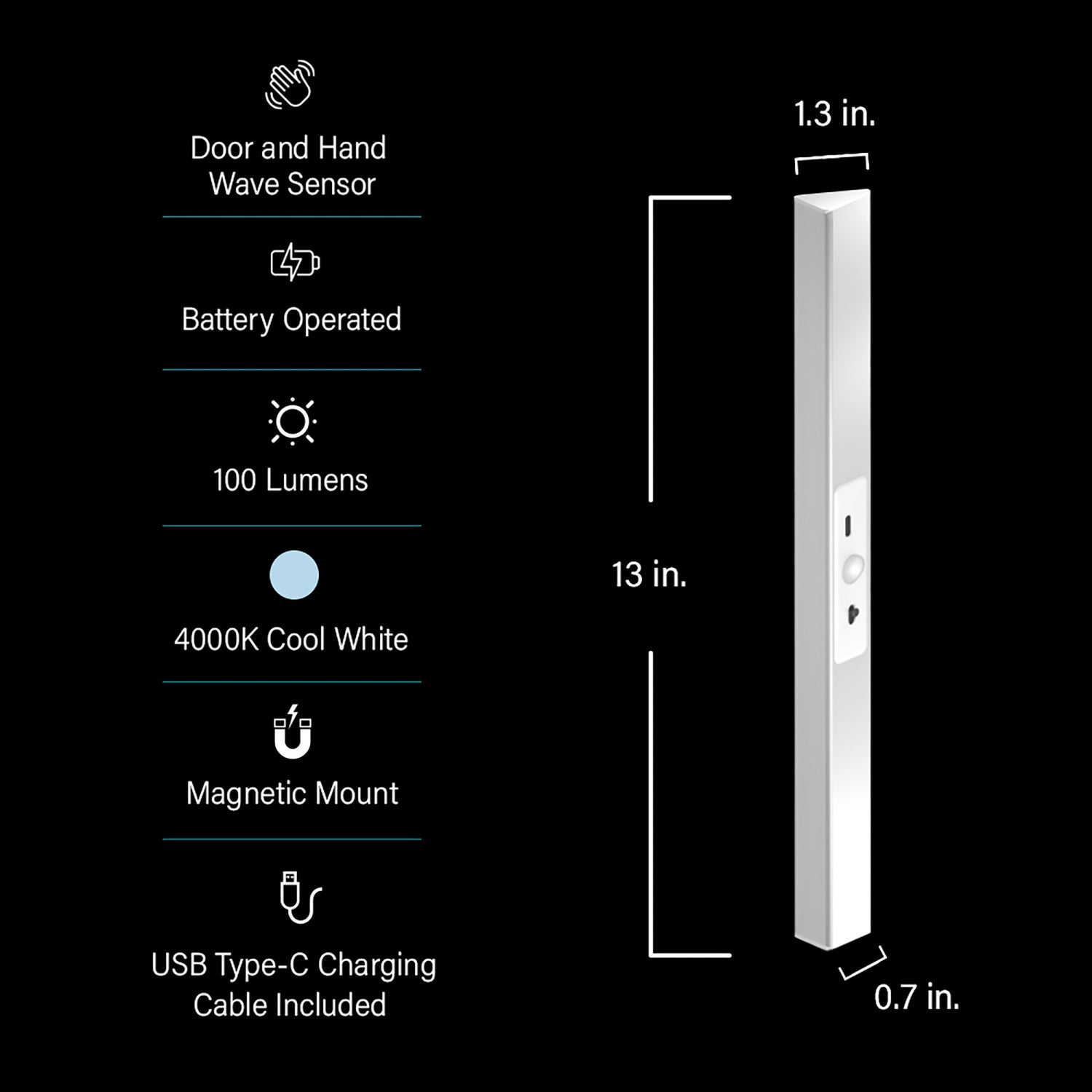 13 in. Rechargeable LED Closet Light