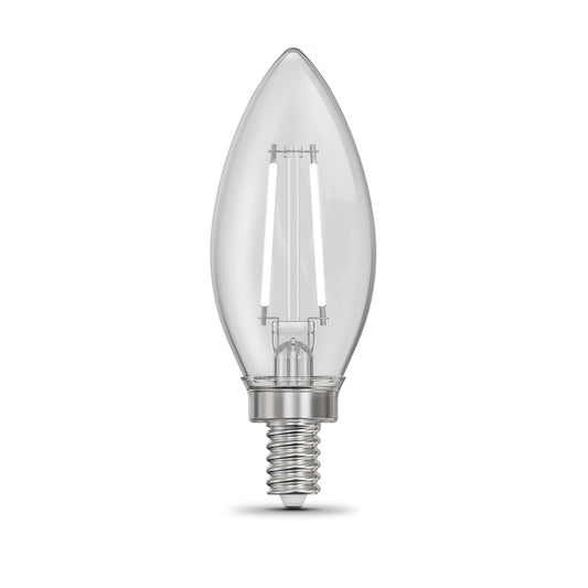 2.2W (25W Replacement) True White (3500K) E12 Base Chandelier B10 Torpedo Tip White Filament Light Bulb (3-Pack)