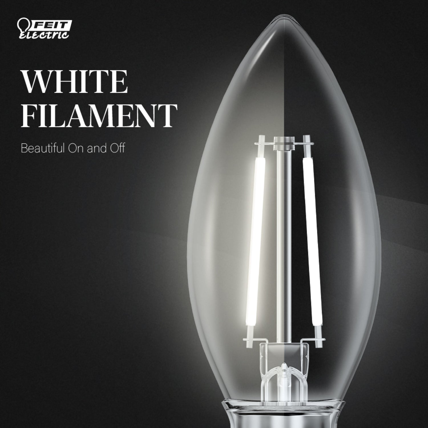 3.3W (40W Replacement) True White (3500K) Chandelier B10 (E12 Base) Torpedo Tip White Filament Light Bulb (3-Pack)