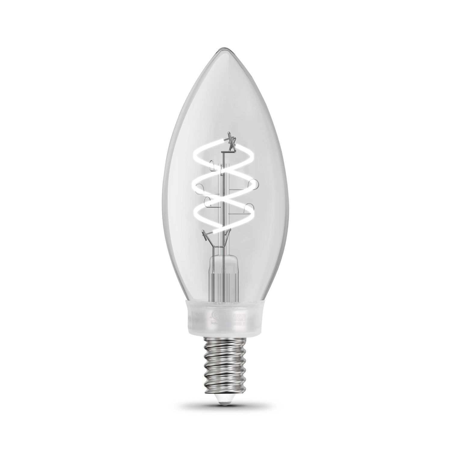 5.2W (60W Equivalent) Soft White (2700K) B11 Shape (E12 Base) Torpedo Spiral Designer White Filament Bulb (2-Pack)