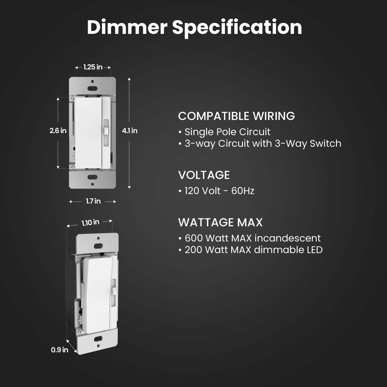 Paddle Switch and Slide Dimmer (2-Pack)